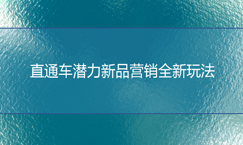 <b>直通车潜力新品营销全新玩法</b>