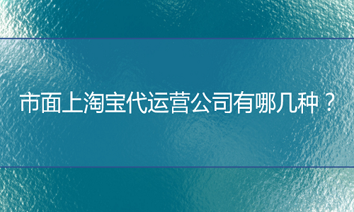 <b>市面上淘宝代运营公司有哪几种？</b>